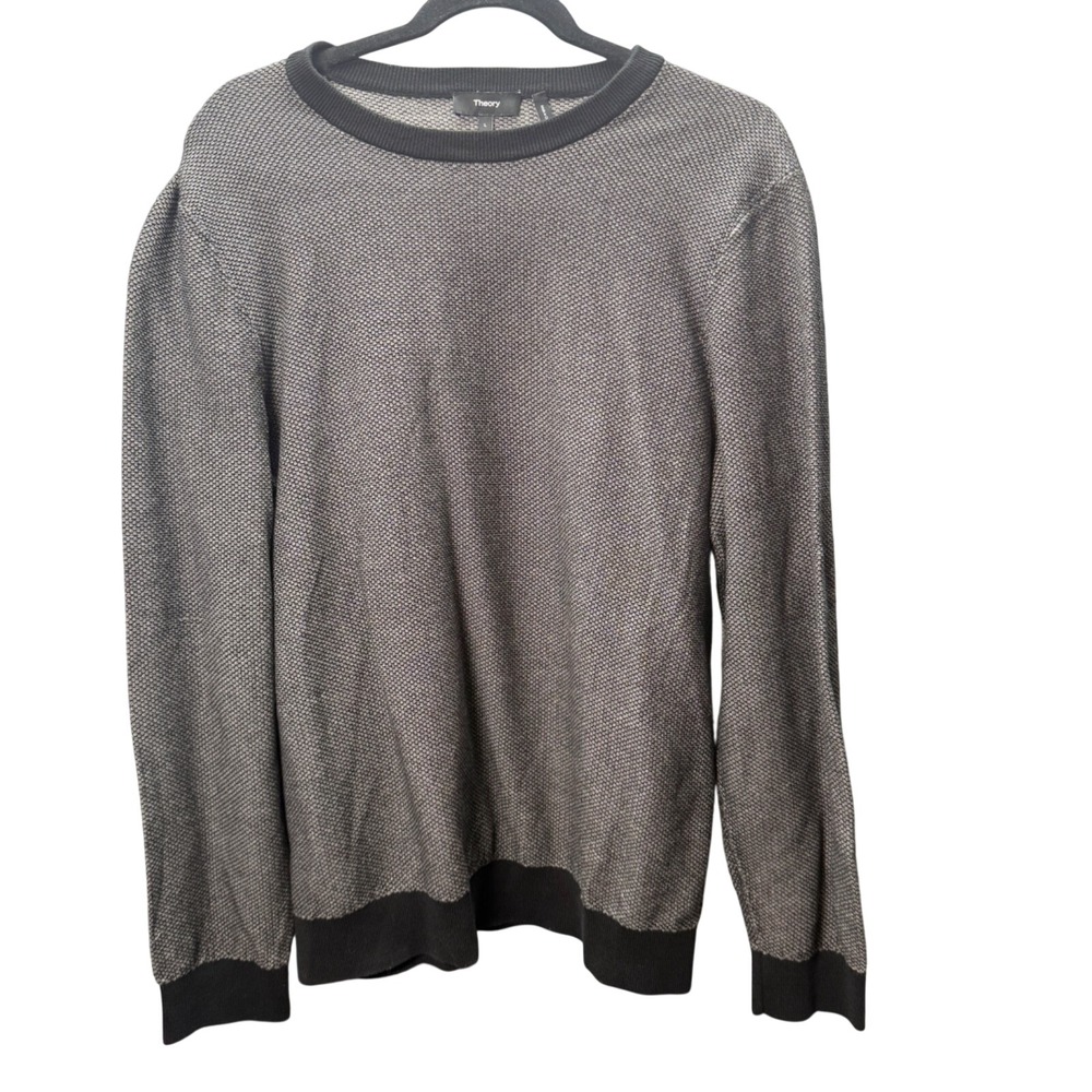 Theory Knit Crewneck Sweater Mens L Textured Minimalist Designer Normcore Preppy